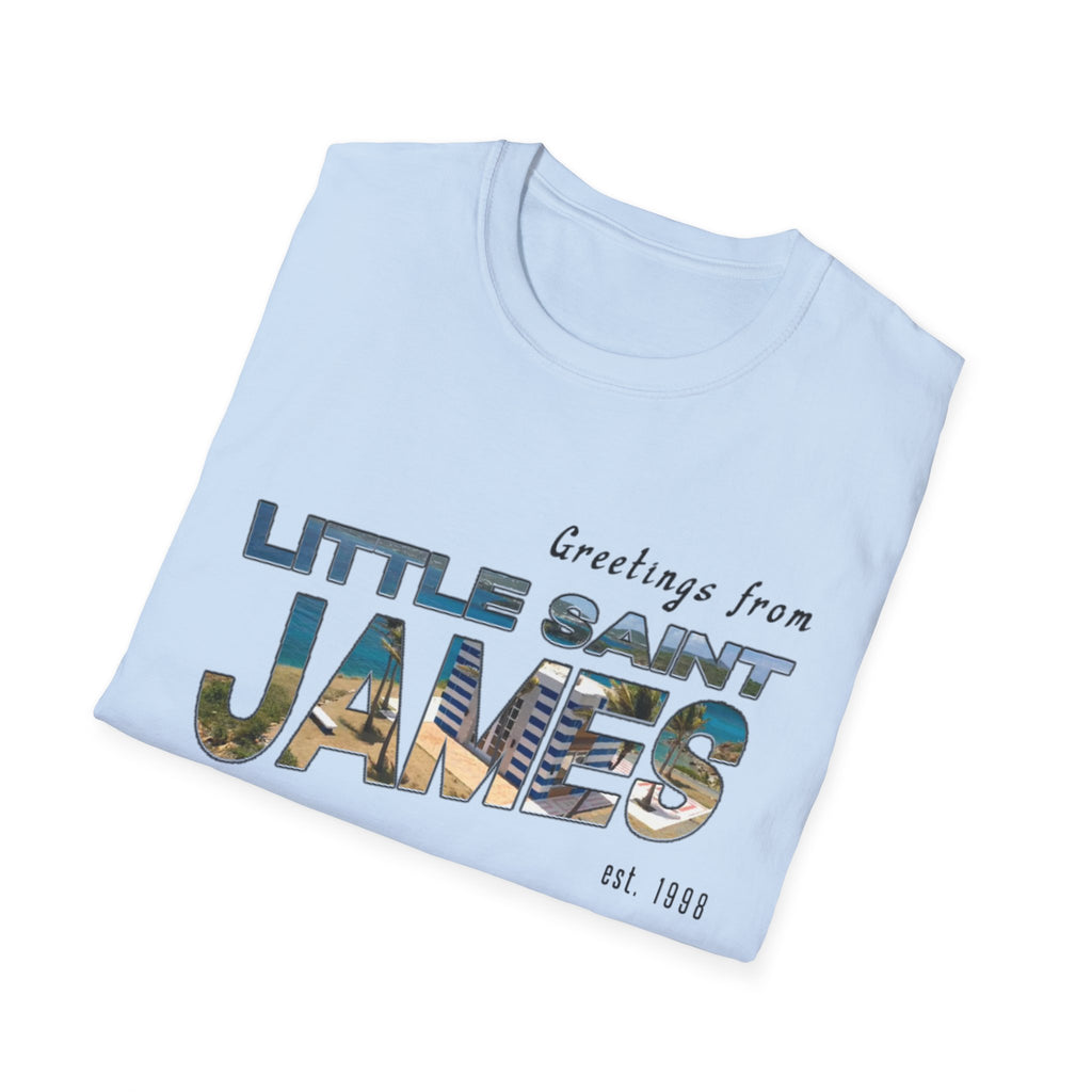 "Little Saint James" Softstyle Vintage Postcard T-Shirt