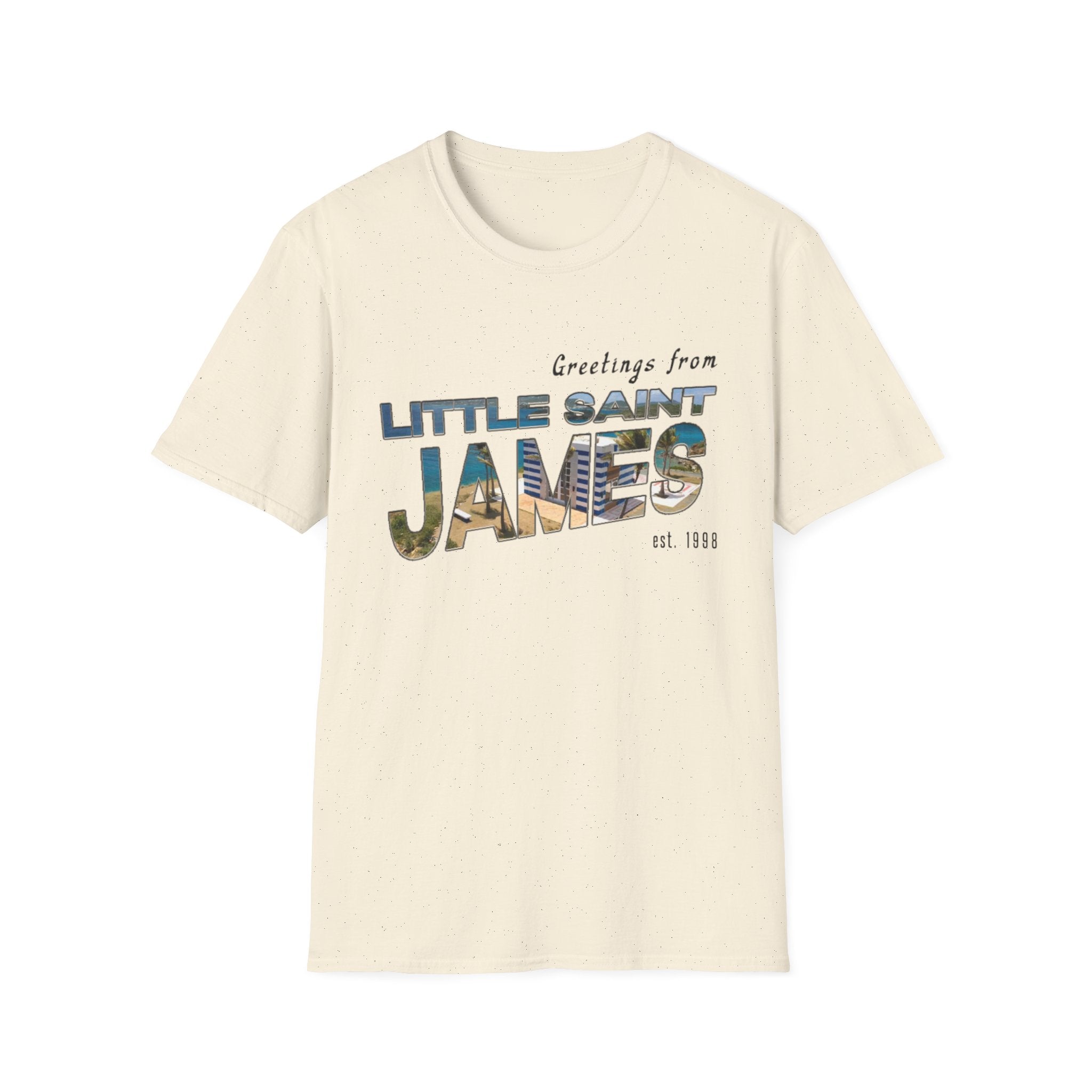 "Little Saint James" Softstyle Vintage Postcard T-Shirt