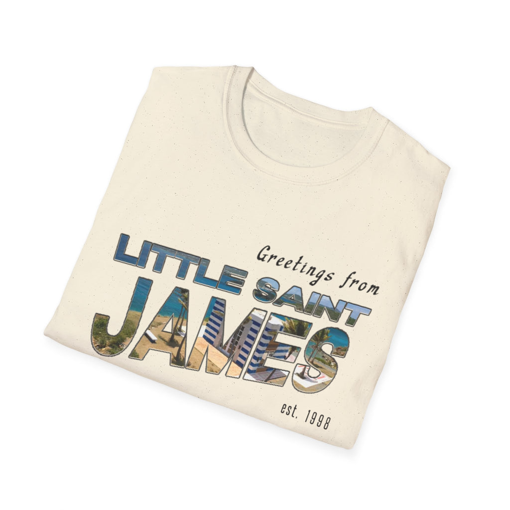 "Little Saint James" Softstyle Vintage Postcard T-Shirt