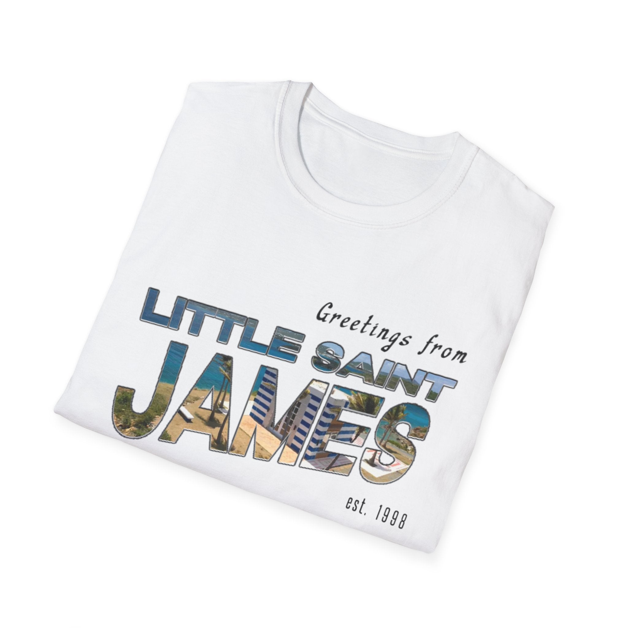 "Little Saint James" Softstyle Vintage Postcard T-Shirt