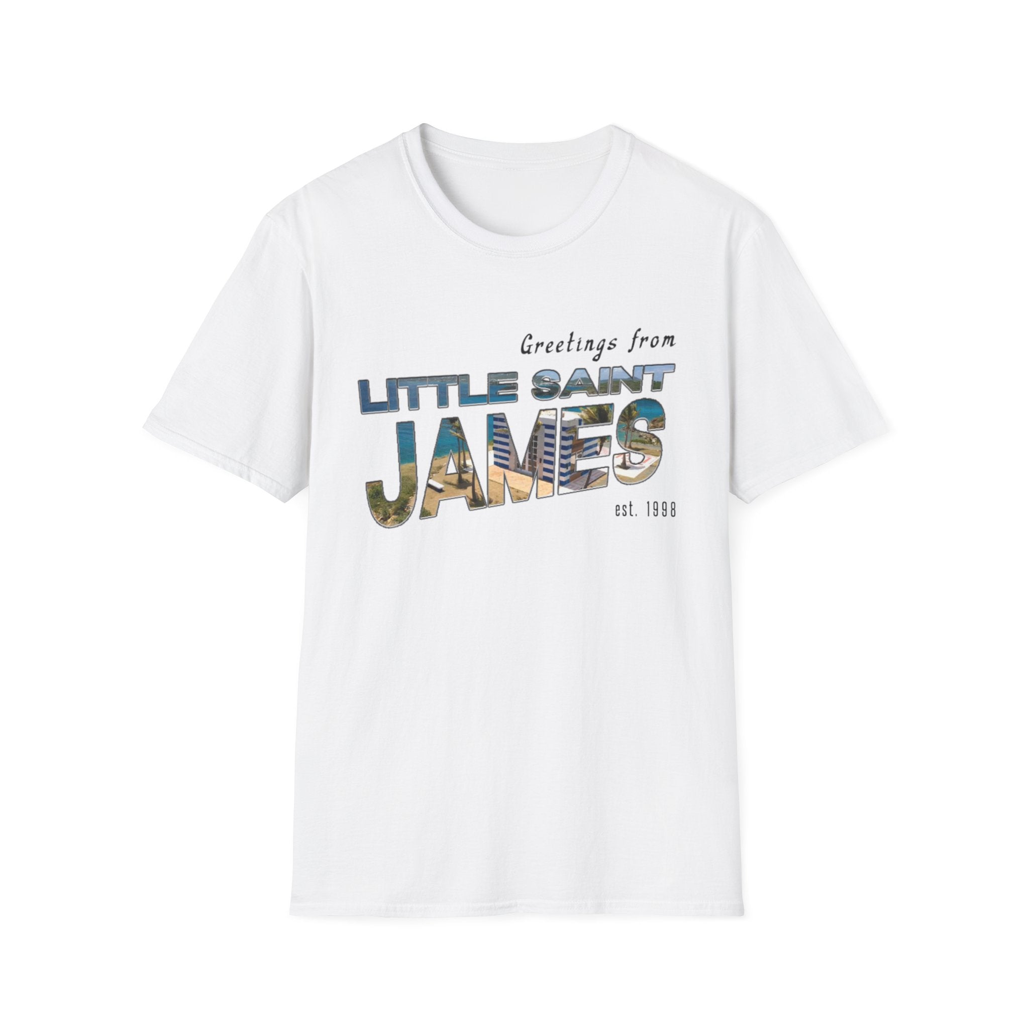 "Little Saint James" Softstyle Vintage Postcard T-Shirt